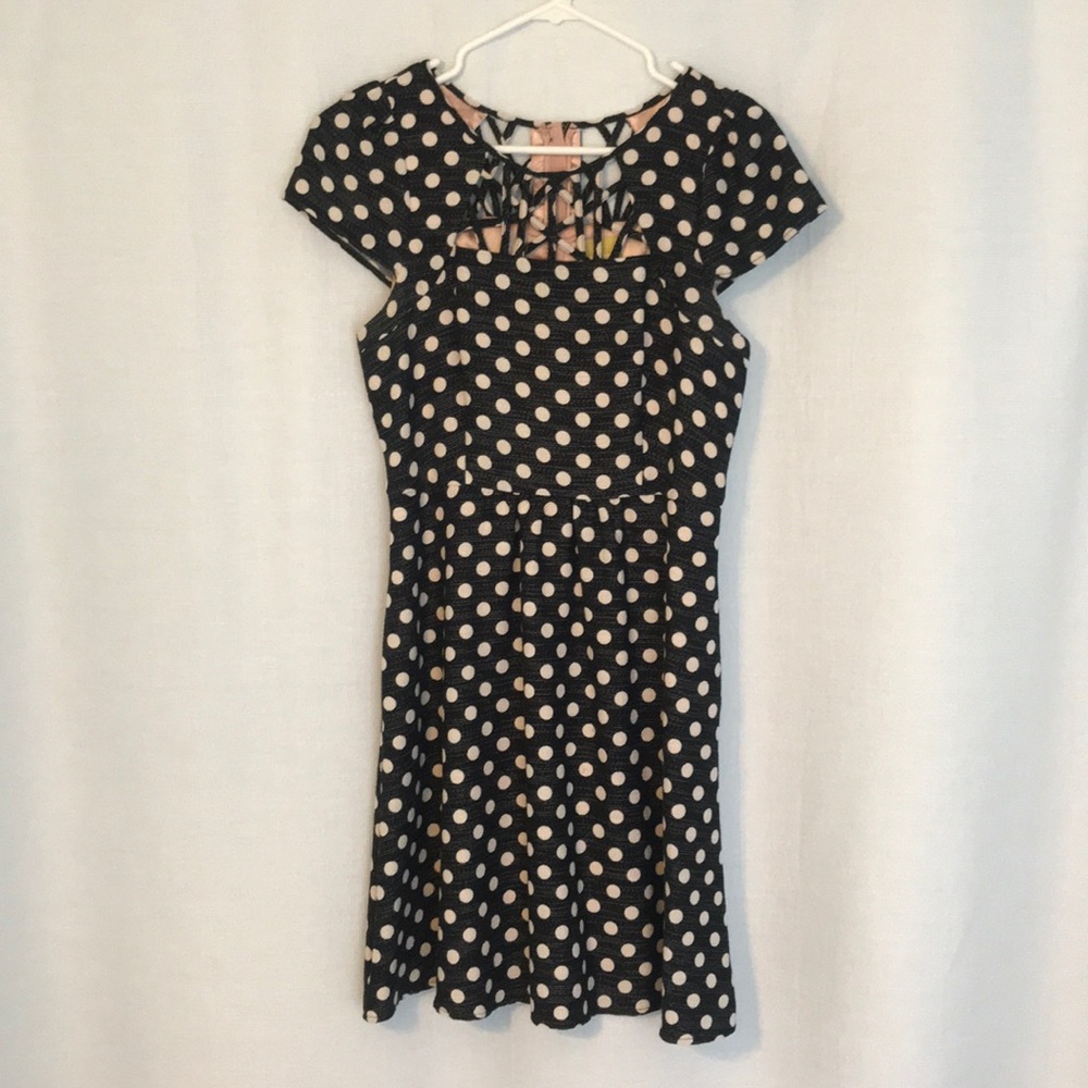 Anthropologie Black and White Polka-Dot Dress